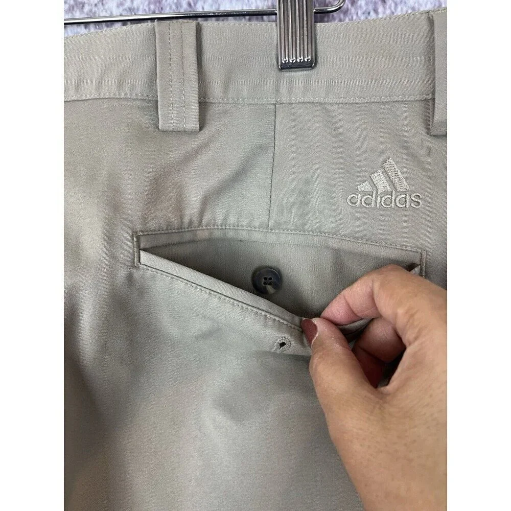 Adidas Pants Mens 34 X 32 Climalite Golf Tan Flat Front‎ Lightweight Preppy Club